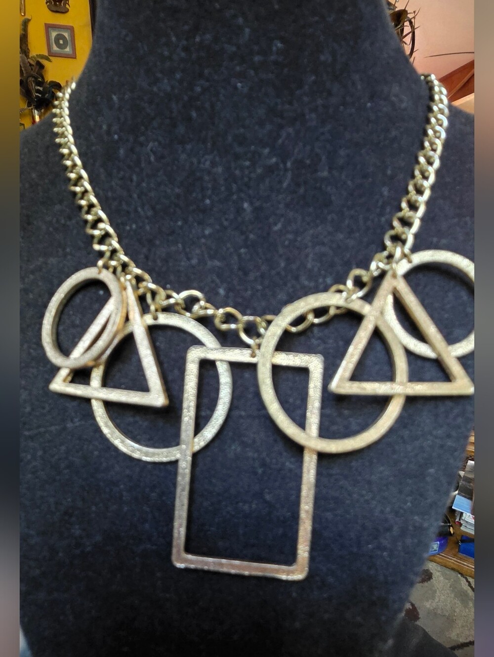 Geometric Gold-Tone Statement Necklace - Women Jewelry Necklaces 22" Adjustable